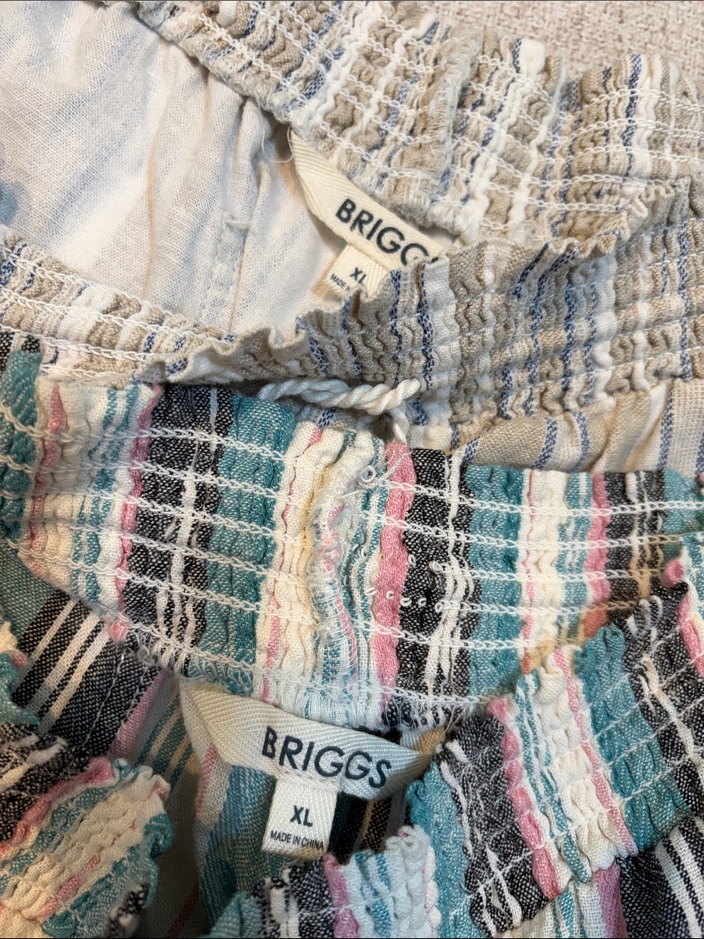 Briggs New York Teal, Pink & Cream Striped Drawstring Shorts Duo - Picture 2 of 6